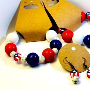 ‘Merica! 🇺🇸 Bracelets and Earring set handmade!!!